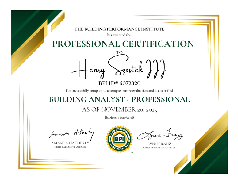 BPI Building Analyst Professional — Henry Szostek III